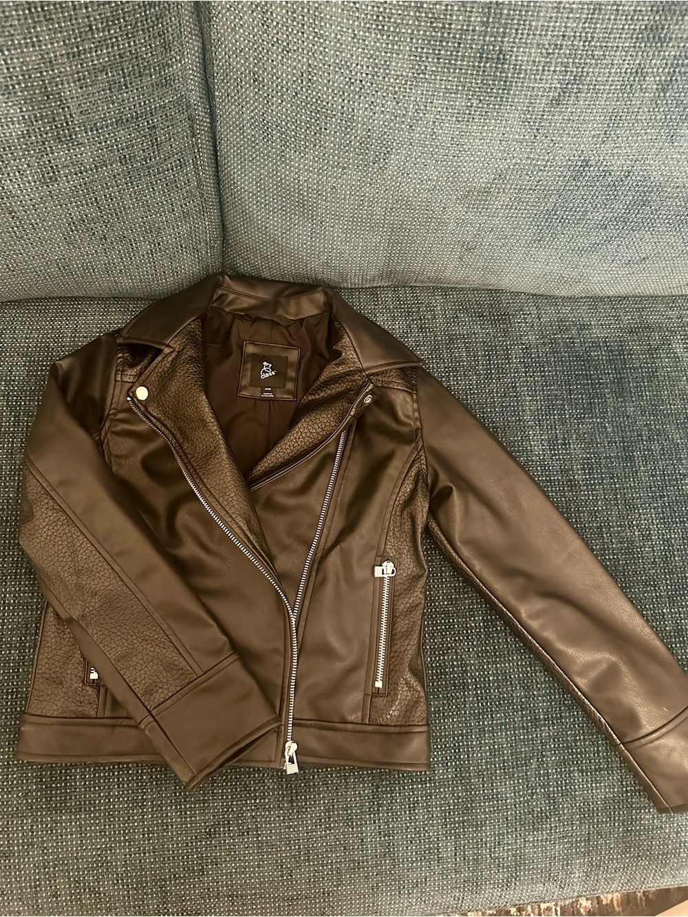 art class Black Faux Leather Moto Jacket with Silver Hardware